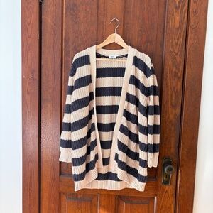 Saint Tropez Striped Open-Front Cardigan Sweater SM